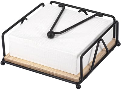 carmdering - Servettenhouder - Servetstandaard - Tafelaccessoire - Windbestendig Design - Zelfstandig Staand - Metaal En Hout - Vintage Uitstraling - Voor Binnen En Buiten - 1 Stuk