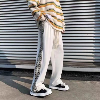 Donkere joggingbroek Heren Trend Losse Sport en Vrije tijd Guochao Hip-hop Rechte Wijde pijpen 3XL wit