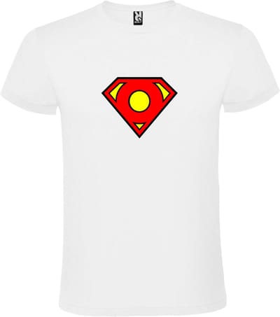 Wit T shirt met print van "Letter O“ Superman “ Logo print Rood / Geel size XS