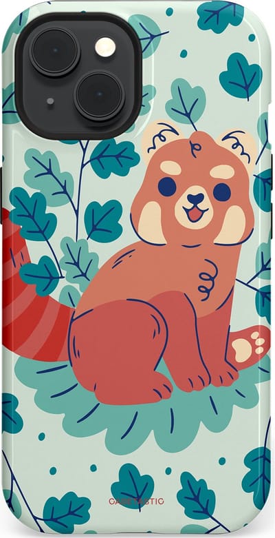 Casetastic Hoesje Geschikt voor Apple iPhone 15 Magsafe - Stijlvolle Beschermende Duo-layer Case - Rode panda tuin
