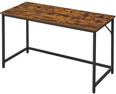 Bureau - Industrieel Design Bureau - Modern Bureau - Ergonomisch Bureau - Sta Bureau - In Hoogte Verstelbaar Bureau - Houten Bureau - Spaanplaat - Staal - Bruin En Zwart - 140 x 60 x 75 cm (L x B x H)