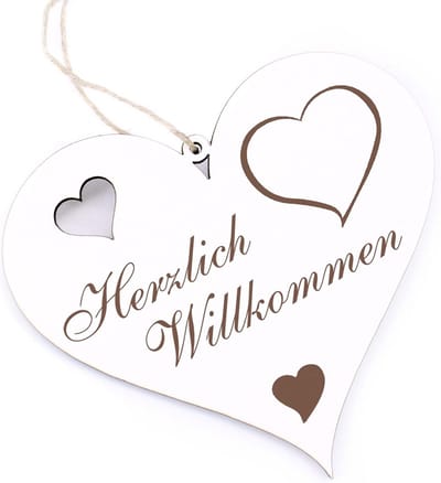 Decoratief Houten Hart Welkomstbord voor Deur of Muur | Gegraveerd Cadeau