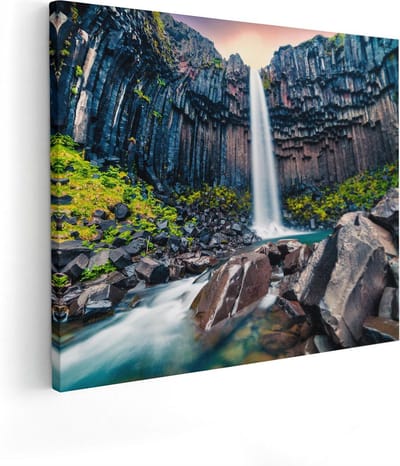 Artaza Canvas Schilderij IJsland - 50x40 cm - Wanddecoratie Waterval - Muurdecoratie Landschap - Kamer Accessoires Natuur