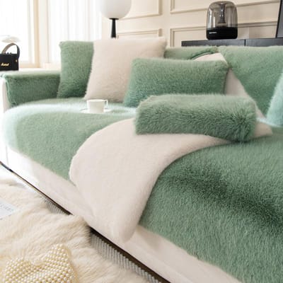 Licht Luxe Konijn Pluche Bank Kussen Winter Verdikt Antislip Winter Kussen Leren Bankhoes Hoes 70*90cm