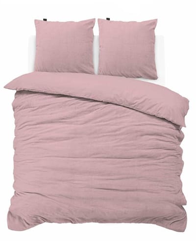 iSleep Dekbedovertrek Teddy Fleece - Eenpersoons - 140x200/220 cm - Roze