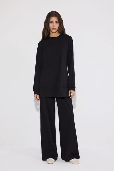 Touché Privé - Gebreide set van tuniek en broek - Zwart - Dames