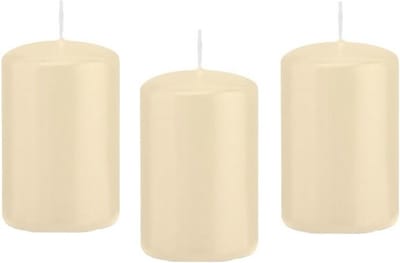 Trend Candles Cilinderkaars/stompkaars - 8x - cremewit - 5 x 8 cm - 18 branduren - met brandvertragende folie
