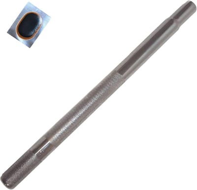 Stalen Fiets Zadelpen Geribbeld 24.0 mm Diameter / 250 mm Lengte Inclusief Slangpatches