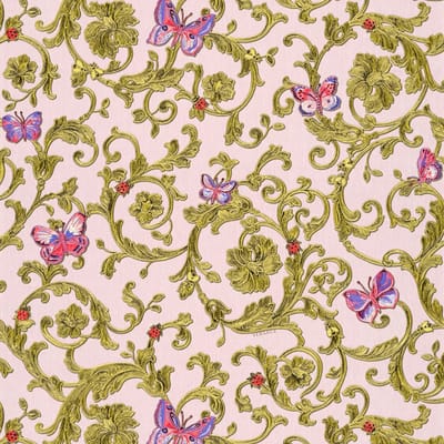 Exclusief luxe behang Profhome 343254-GU vliesbehang licht gestructureerd met bloemmotief glinsterend roze groen goud 7,035 m2