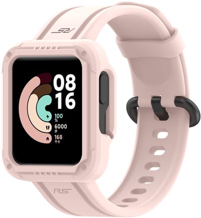 By Qubix - Siliconen sportband met case - Roze - Geschikt voor Xiaomi Redmi Watch 2 (Lite)