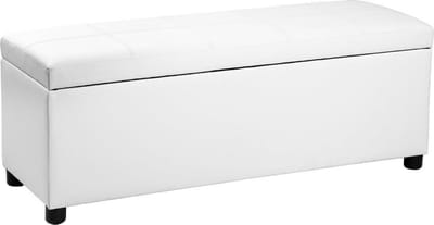 Opbergbank bedkist opbergbox 119x38x45 cm kunstleer wit