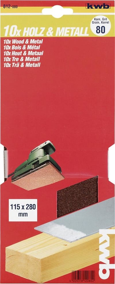 KWB schuurstrook 115 x 280 mm - Korrel 40 - 812040 - 10 stuks