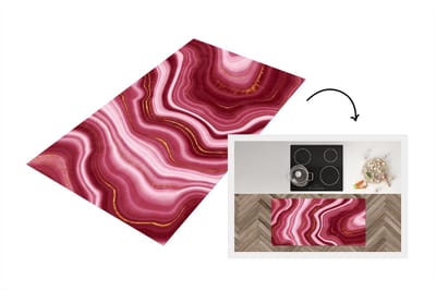 Keukenloper - Loper keuken - Marmer - Rood - Goud - 120x60 cm - Keukenloper vinyl