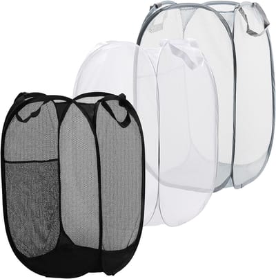Set van 3 Vouwbare Wasmanden met Handvatten, Ideaal voor Kledingopslag in Huizen, Appartementen en op Reis