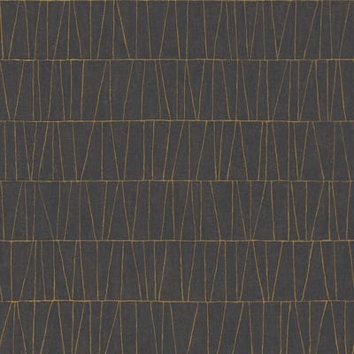 Grafisch behang Profhome 395063-GU vliesbehang gestructureerd met geometrische vormen en metalen accenten zwart goud antraciet 5,33 m2