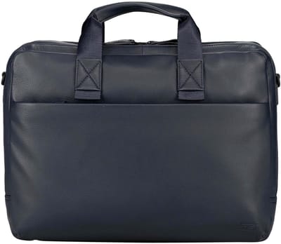JOST Leren laptoptas business tas met laptopvak Tromsoe Business Bag Blue donkerblauw