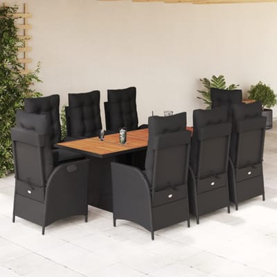 vidaXL - 9-delige - Tuinset - poly - rattan - zwart