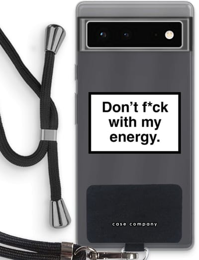 Case Company® - Hoesje met koord geschikt voor Google Pixel 6 hoesje met Koord - My energy - Telefoonhoesje met Zwart Koord - Bescherming aan alle Kanten en Over de Schermrand