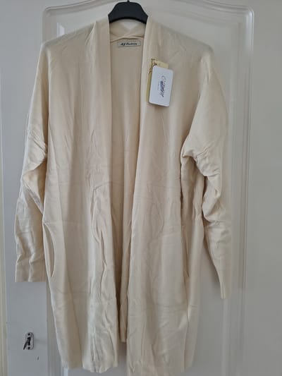 Halflang warm dames vest Dysa-effen beige-Maat M/L