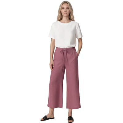 Damesbroek met wijde pijpen Haris Cotton Essentials Drawstring Waist
