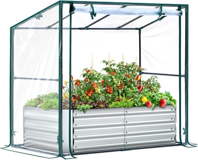 Verhoogd Tuinbed - Plantkas Kweekbak - Plantbescherming Kweken - Met PVC Hoes - 75x50x158 cm - Helder