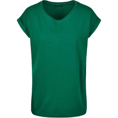 Build Your Brand - Extended Shoulder Dames T-shirt - Forest Green maat XL
