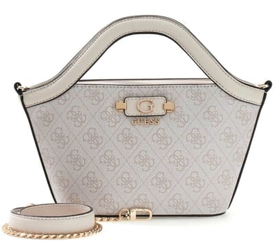 GUESS handtas schoudertas Lindsey Mini Tote Bone Logo crème