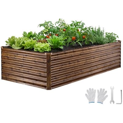VEVOR Verhoogd Tuinbed, Metaal, 240x120x62 cm, Rechthoekig Tuinbed, Plantenbakset voor Buiten, Groentebed met Handschoenen, Bloembed, Plantenbak, Plantenbak, Koude Kas voor Bloemen en Groenten