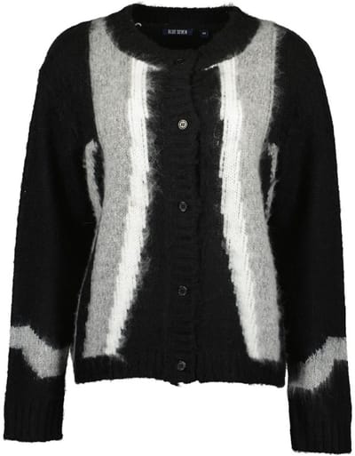 Blue Seven - Vest 248056 zwart wit/grijs print ronde hals - maat 40