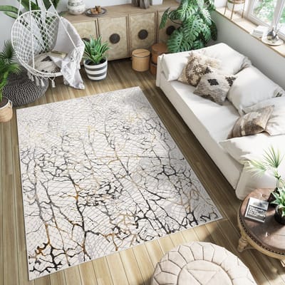 Tapiso Golden Vloerkleed Abstract Grijs Zilver Modern Tapijt Maat- 160x230