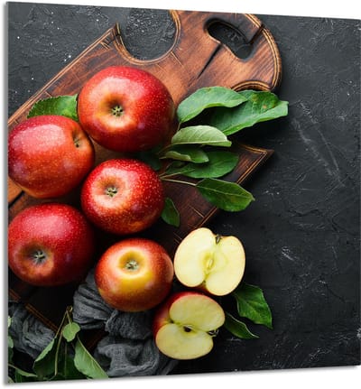 TMK ArtDeko - Glazen Paneel - 60x65 cm - Appelprint - Osłona tegen Spatten - Multifunctioneel