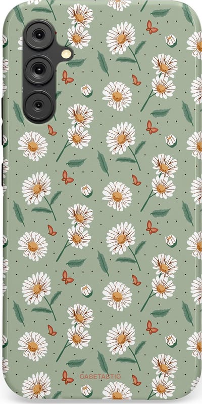 Casetastic Hoesje Geschikt voor Samsung A34 (5G) - Stijlvolle Beschermende Duo-layer Case - Vleugels en madeliefjes