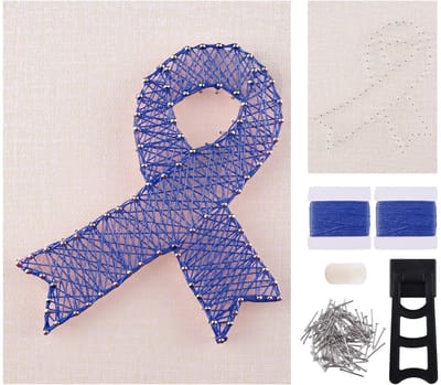 Dailygoods- String Art Kit Complete Set - DIY Blauw Lint - Houten Bord - Premium Nagels - 3D Decoratie - Uniek Geschenk - Kunstkit