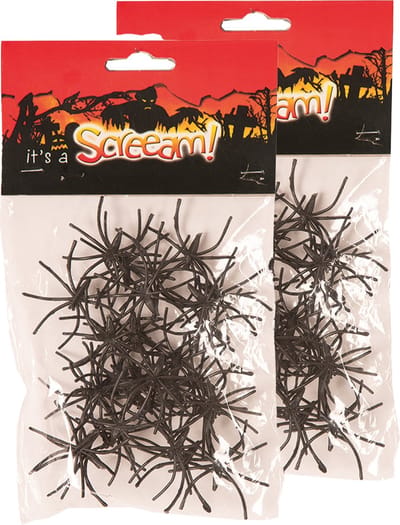 Faram nep spinnen/spinnetjes 2 cm - zwart - 60x stuks - Horror/griezel thema decoratie beestjes