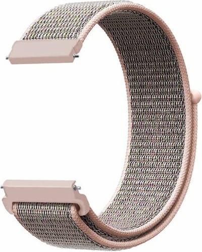 By Qubix - Geschikt voor Garmin bandje - Geschikt voor Garmin Vivomove 3 / HR / Luxe / Sport / Style / Trend - Sport Loop nylon bandje - Zand roze - Smartwatch bandje 20mm