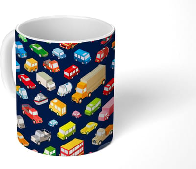 Mok - Koffiemok - Patroon - Auto - Verkeer - Mokken - 350 ML - Beker - Koffiemokken - Theemok