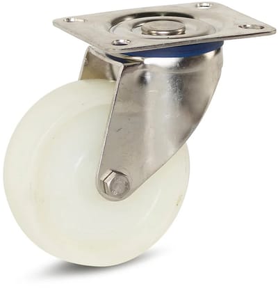 Nylon RVS zwenkwiel met topplaat - 100mm - 180kg