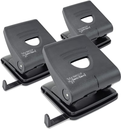 2-Gaats Perforator Zwart – Set van 3 – 30 Vel Capaciteit met Antibacteriële Coating