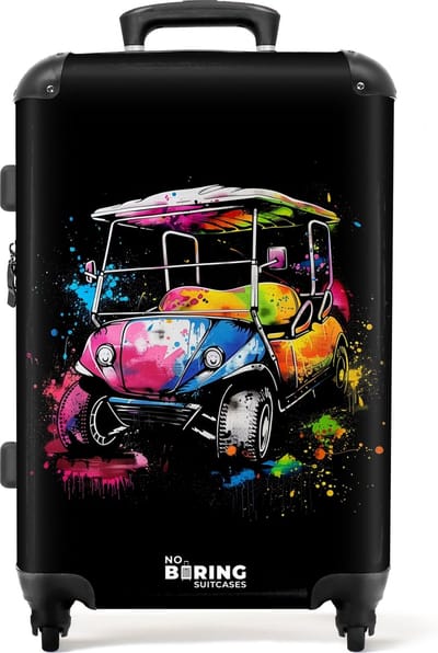 NoBoringSuitcases.com® - Koffer groot - Rolkoffer lichtgewicht - Golfkar met graffiti - Reiskoffer met 4 wielen - Grote trolley XL - 20 kg bagage