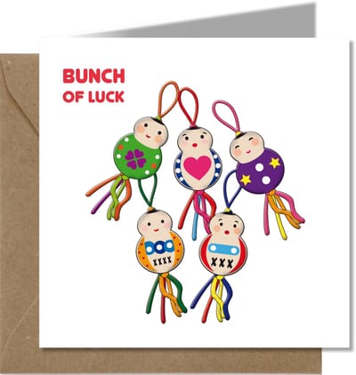 Tallies Cards - Wenskaarten - Bunch of Luck - Primo  - Set van 4 wenskaarten - Inclusief kraft envelop - 100% Duurzaam