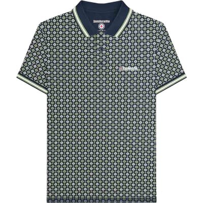 Lambretta Heren Geometrisch Big & Tall Polo Shirt (Marineblauw/Basilicum)
