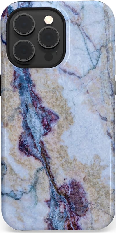 Casetastic hoesje geschikt voor Apple iPhone 15 Pro Max - MagSafe - Dubbellaagse bescherming - Diepzee Marmer - Fashion Case - Blauw Zand