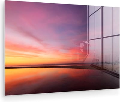 MuchoWow® Glasschilderij 120x80 cm - Schilderij acrylglas - Zee - Kleuren - Zon - Foto op glas - Muurdecoratie woonkamer - Wanddecoratie slaapkamer - Schilderijen