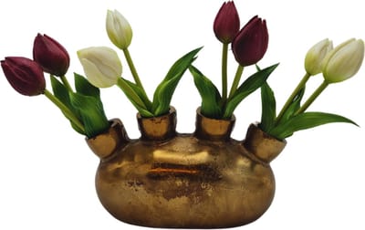 Deco4yourhome® - Vaas - Flower - Tulpenvaas - Vensterbank Vaas - Antiek Goud - Gold - 22cm