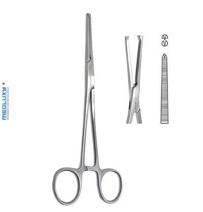 Medluxy - Arterieklem Kocher - Recht - 1 x 2 Tanden 16 cm EHBO Verpleegkunde Klemschaar - M-0219