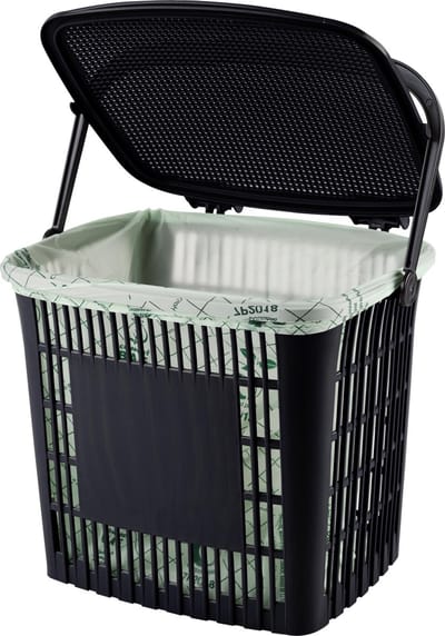 Aanrecht afvalbakje inclusief rol composteerbare afvalzakjes - 'Ecodutch' - Compostbakje met deksel - Antraciet