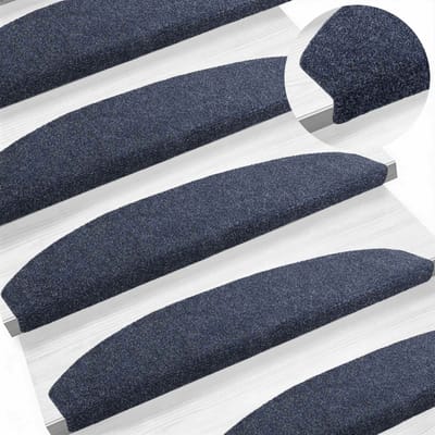 vidaXL - Zelfklevende - trapmatten - 15 - st - 80 - x - 24,5 - x - 3,5 - cm - Blauw