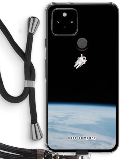 Case Company® - Hoesje met koord geschikt voor Google Pixel 5 hoesje met Koord - Alone in Space - Telefoonhoesje met Zwart Koord - Bescherming aan alle Kanten en Over de Schermrand