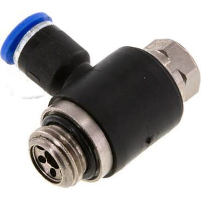 L-stuk Regelventiel 6 mm - G1/4'' Regeling-Uit Messing/Nylon Sleufschroef
