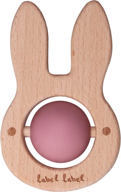 Label Label Konijn Roze Hout & Silicone Bijtspeeltje LLST-15256